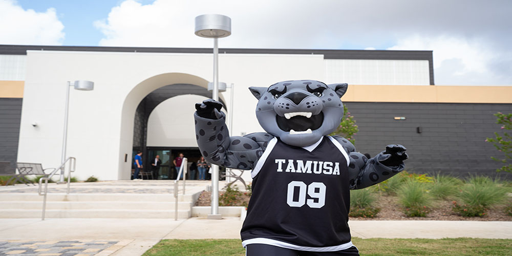 General the Jaguar in front of Student Rec Center 