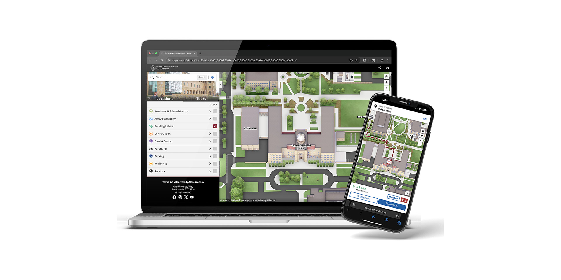 Campus Map on Laptop Screen